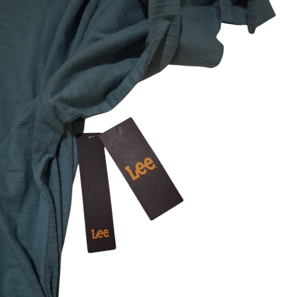 Lee‎ NWT Teal Blue Crew Neck Ribbed Long Sleeve T-Shirt Sz. L Reg. Fit - Picture 10 of 14